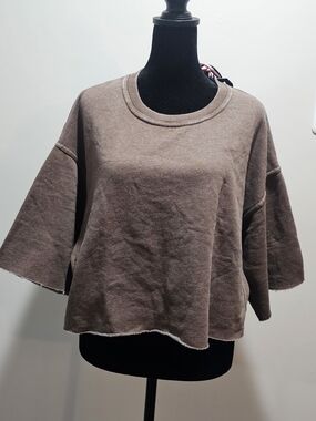 Retro Fox Cropped Brown Boxy Sweatshirt{Bx8}